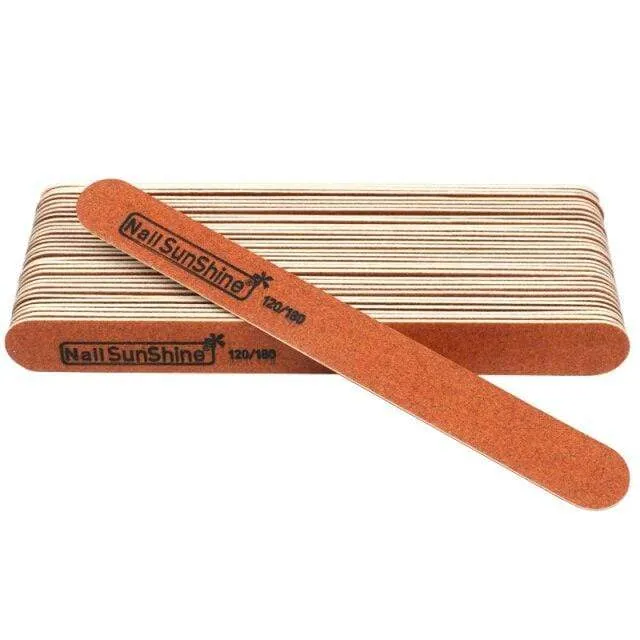 100pcs Strong Thick Wood Nail File Multi Grit Wooden Sandpaper Nails File For Manicure Buffing Straight lime a ongle Nail Tools