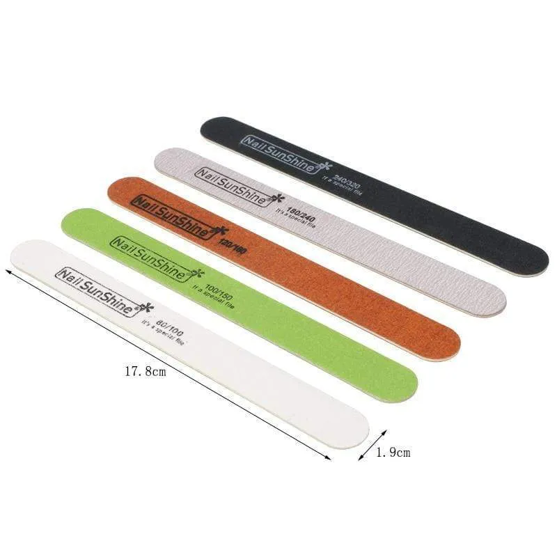 100pcs Strong Thick Wood Nail File Multi Grit Wooden Sandpaper Nails File For Manicure Buffing Straight lime a ongle Nail Tools