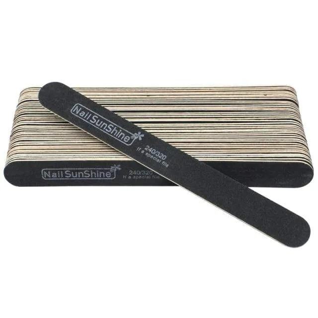 100pcs Strong Thick Wood Nail File Multi Grit Wooden Sandpaper Nails File For Manicure Buffing Straight lime a ongle Nail Tools