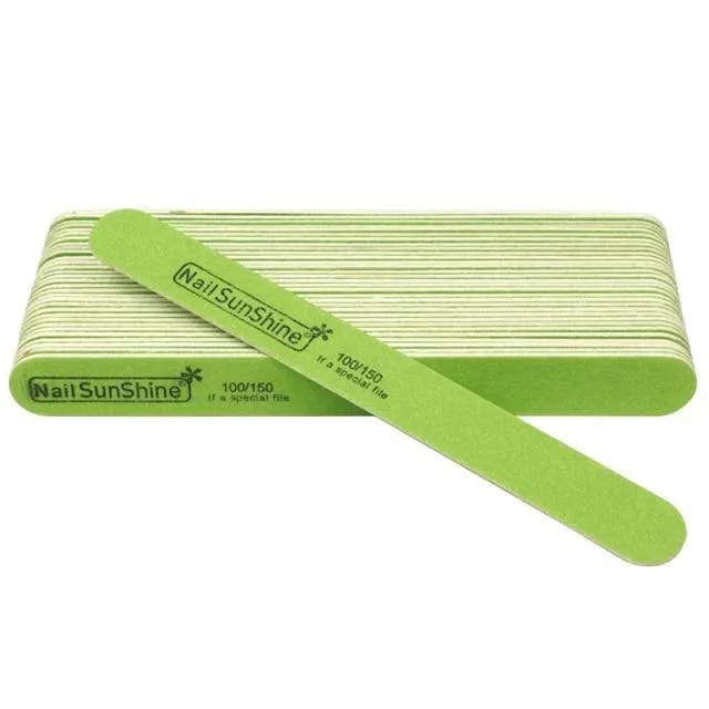 100pcs Strong Thick Wood Nail File Multi Grit Wooden Sandpaper Nails File For Manicure Buffing Straight lime a ongle Nail Tools