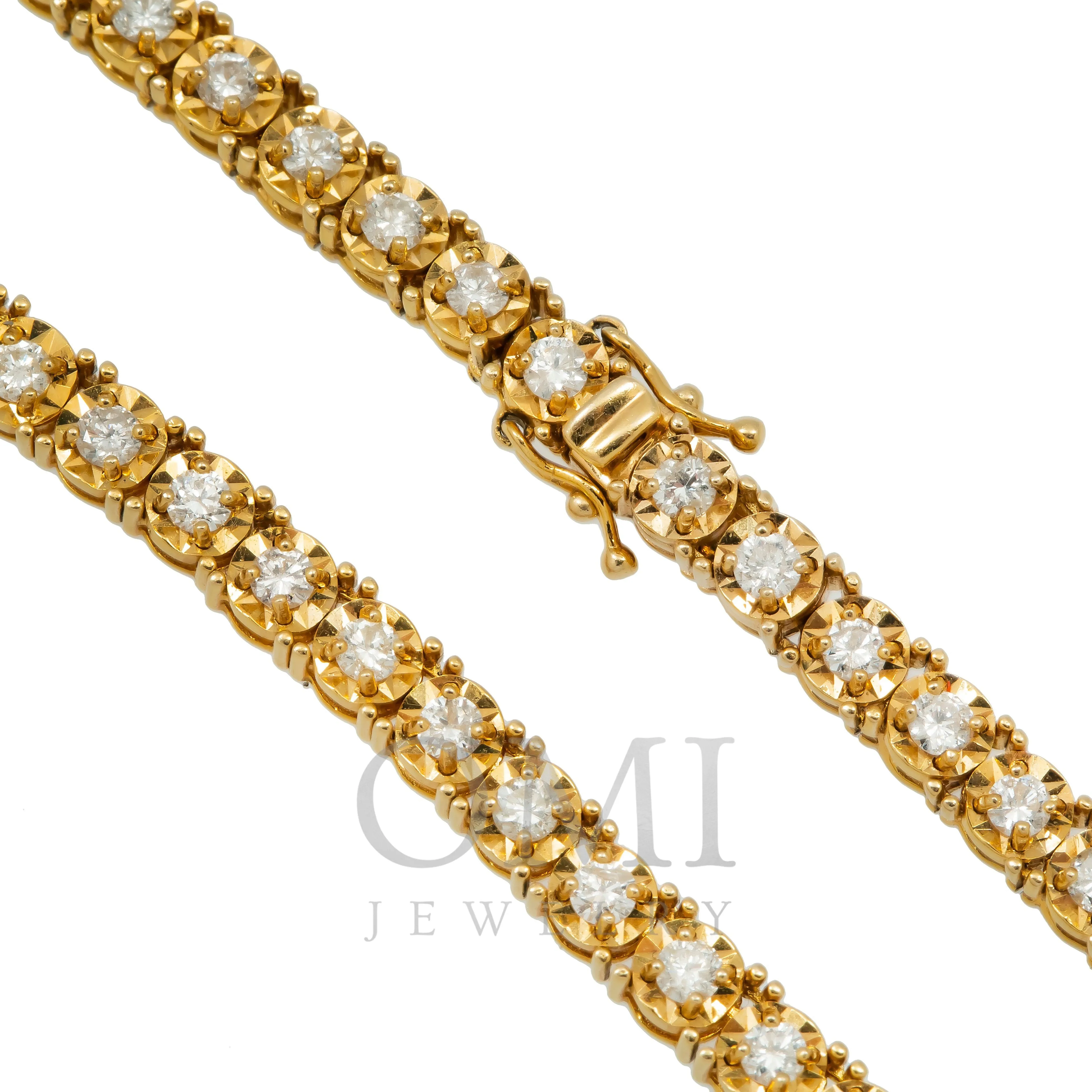 14K GOLD ROUND DIAMOND TENNIS CHAIN 7.14 CT