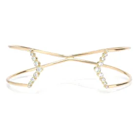 14k Graduated Diamond Bezel V Cuff - SALE