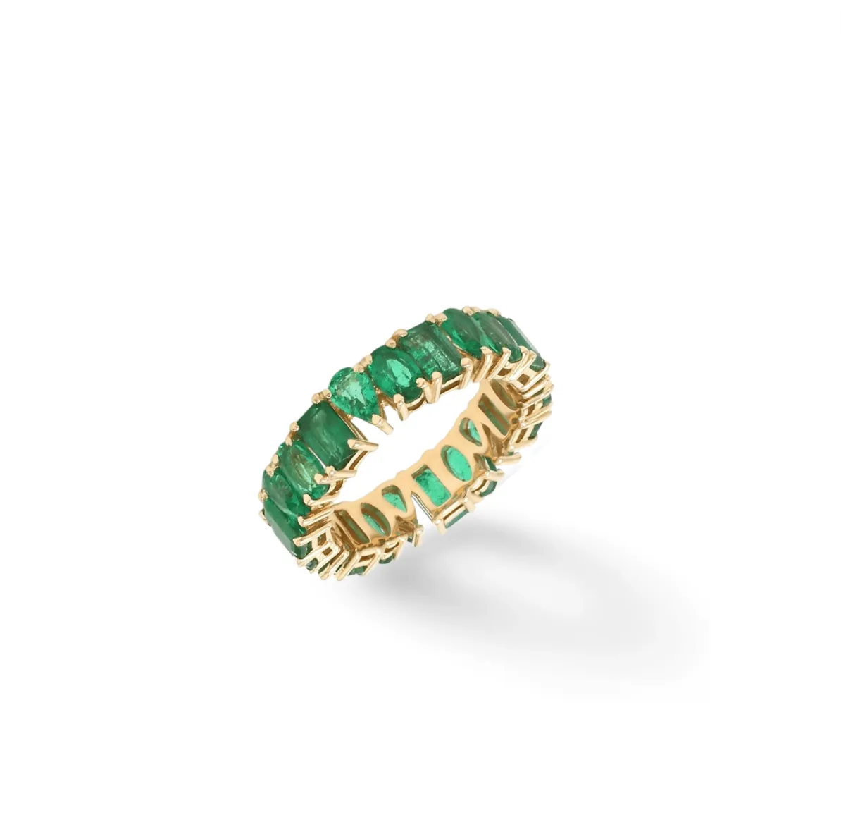 14K or 18K Gold Emerald Multi-shape Eternity Band