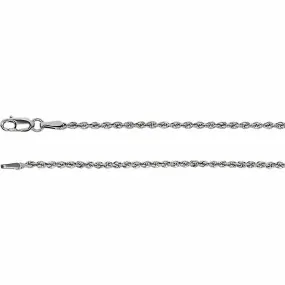 14K White Gold Rope Chain, 18 Inches Long 1.85 mm  - CH956GW