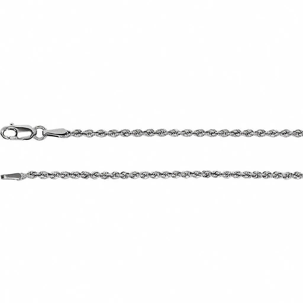 14K White Gold Rope Chain, 18 Inches Long 1.85 mm  - CH956GW