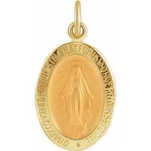 14K Yellow 15x11 mm Oval Miraculous Medal