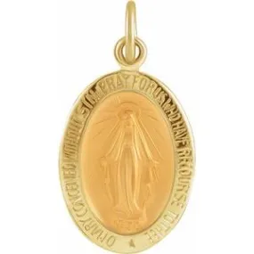 14K Yellow 15x11 mm Oval Miraculous Medal