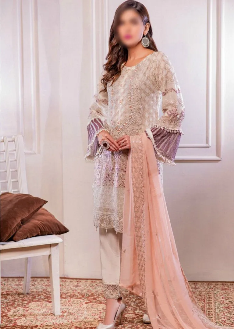 1515 Readymade Cream Pakistani Chiffon Suit