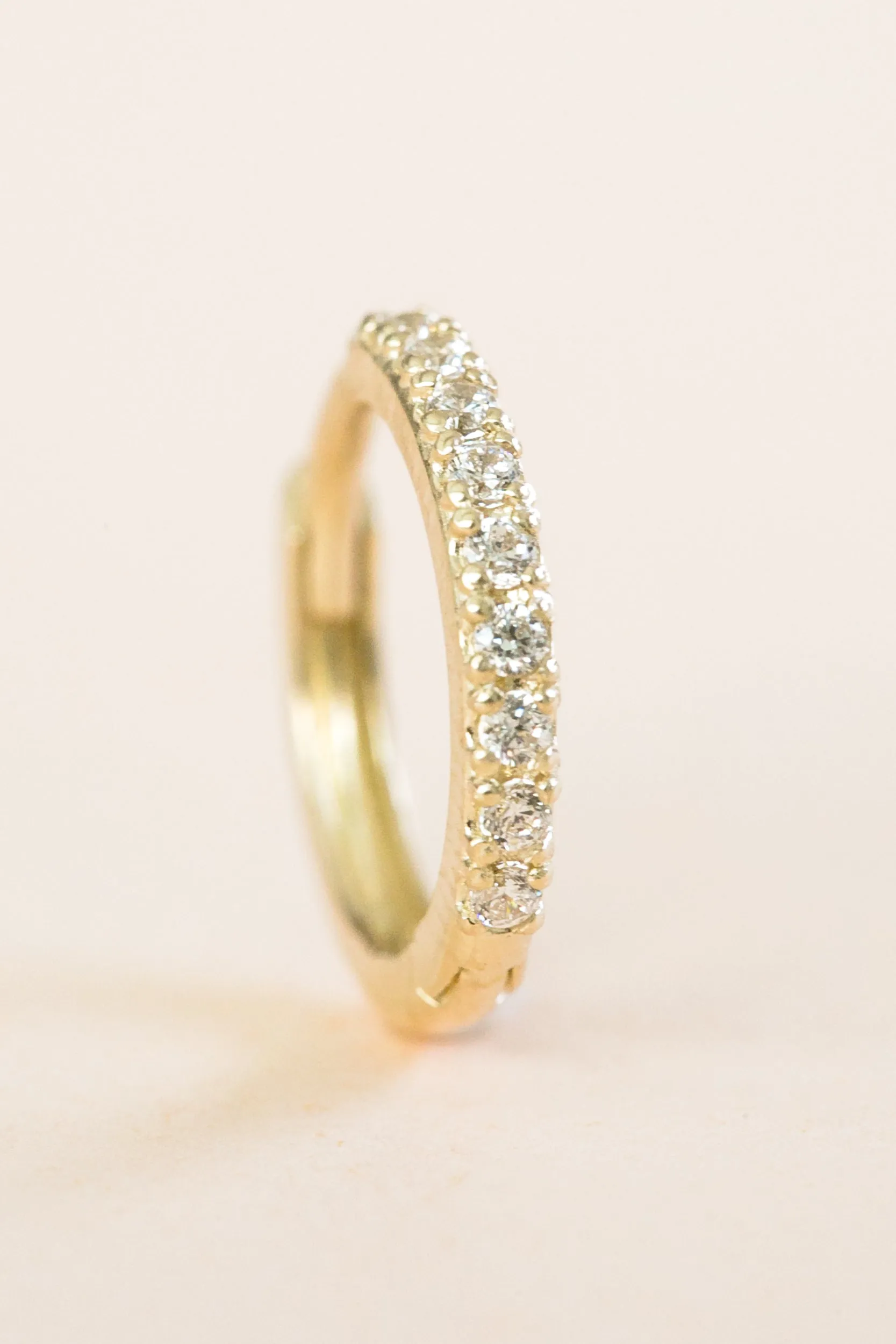 16g Cz or Lab or Natural Diamond  Piercing Earring  Clicker Hoop Ring-14K 18K Solid Gold