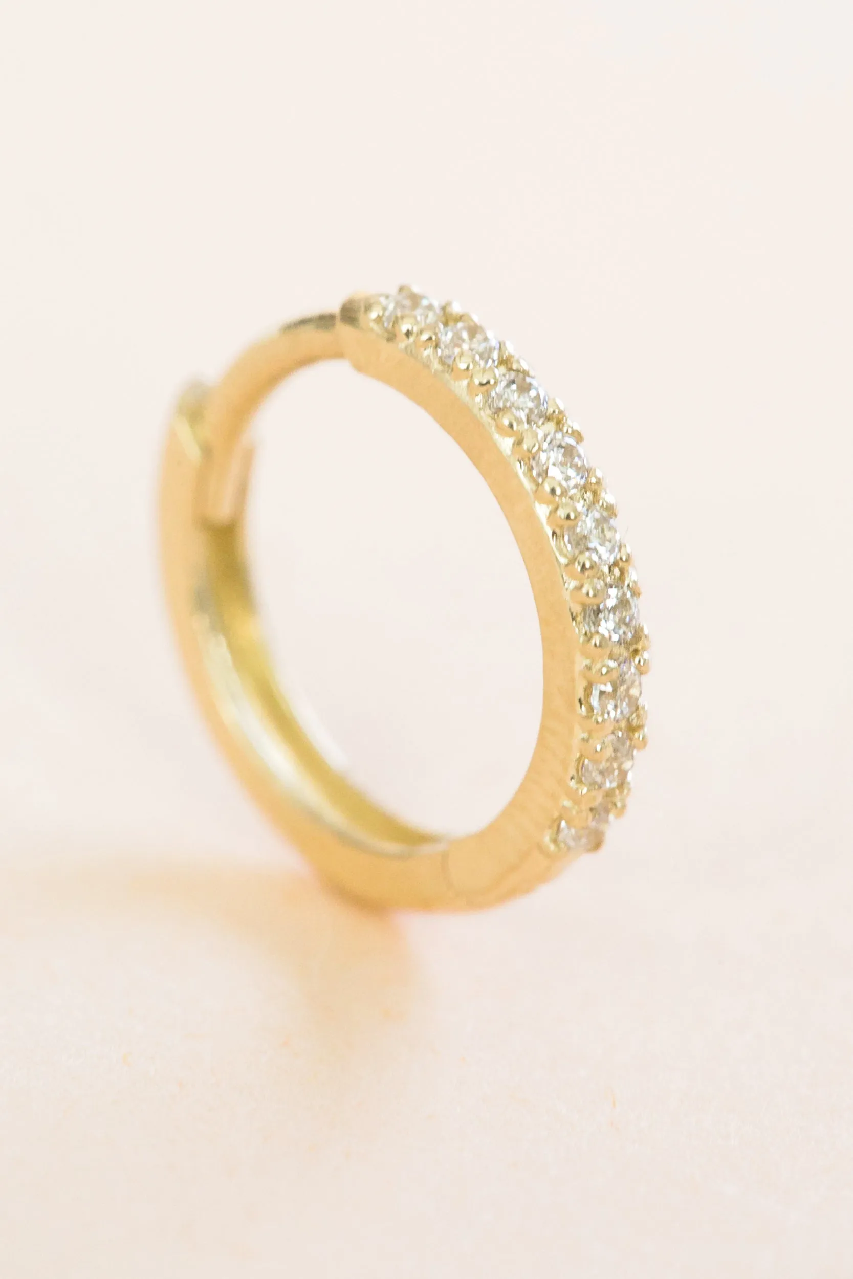 16g Cz or Lab or Natural Diamond  Piercing Earring  Clicker Hoop Ring-14K 18K Solid Gold