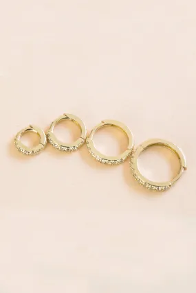 16g Cz or Lab or Natural Diamond  Piercing Earring  Clicker Hoop Ring-14K 18K Solid Gold