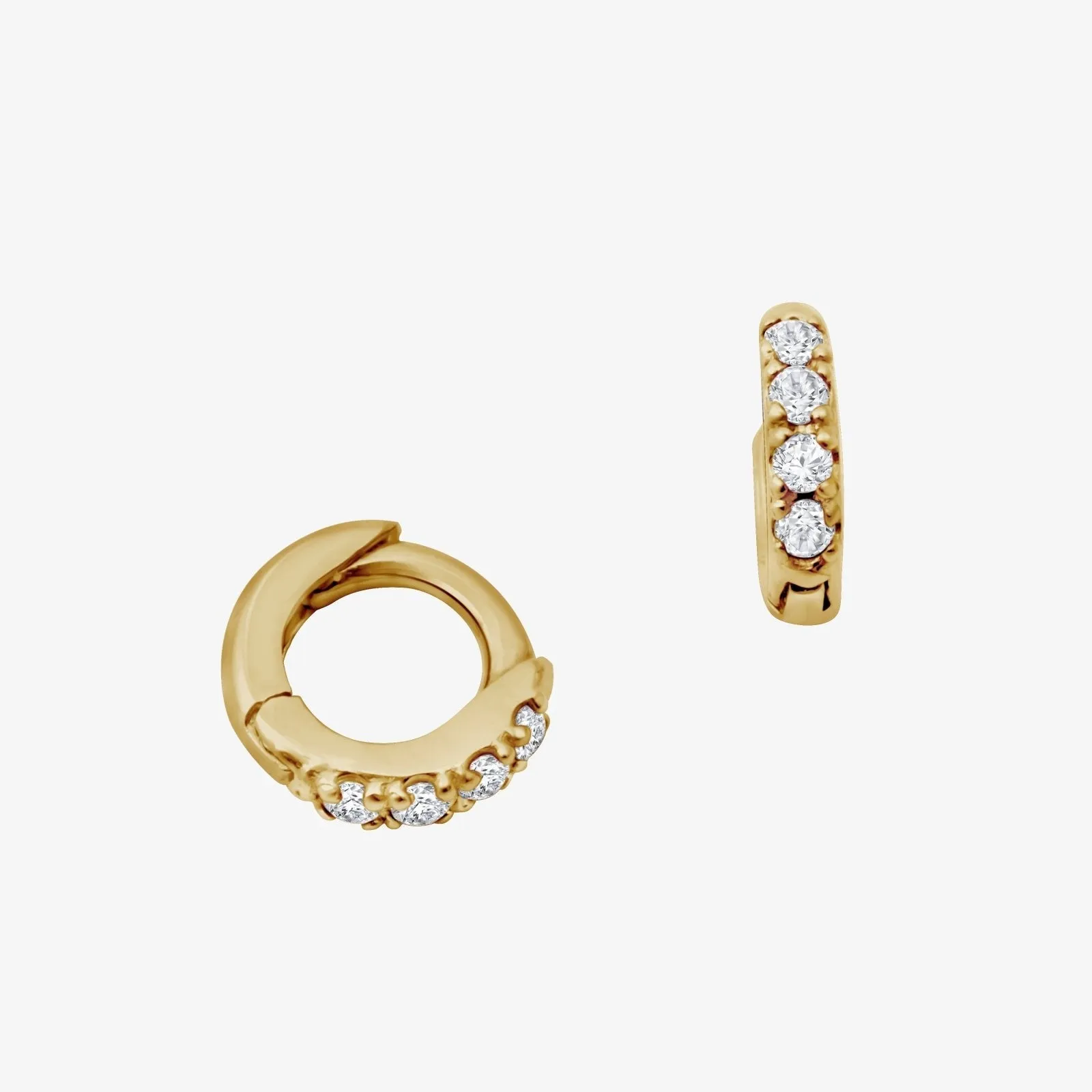 16g Cz or Lab or Natural Diamond  Piercing Earring  Clicker Hoop Ring-14K 18K Solid Gold