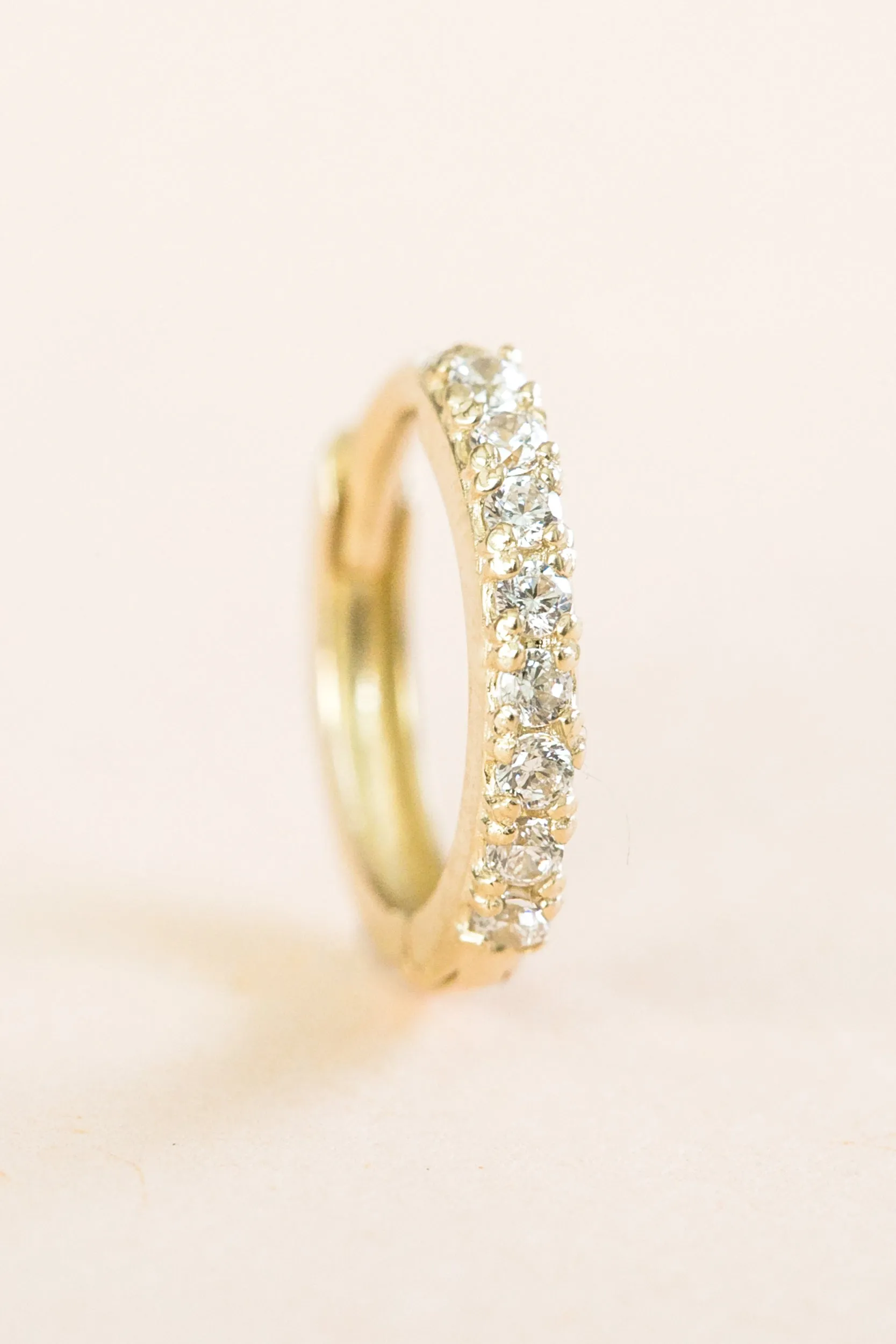 16g Cz or Lab or Natural Diamond  Piercing Earring  Clicker Hoop Ring-14K 18K Solid Gold