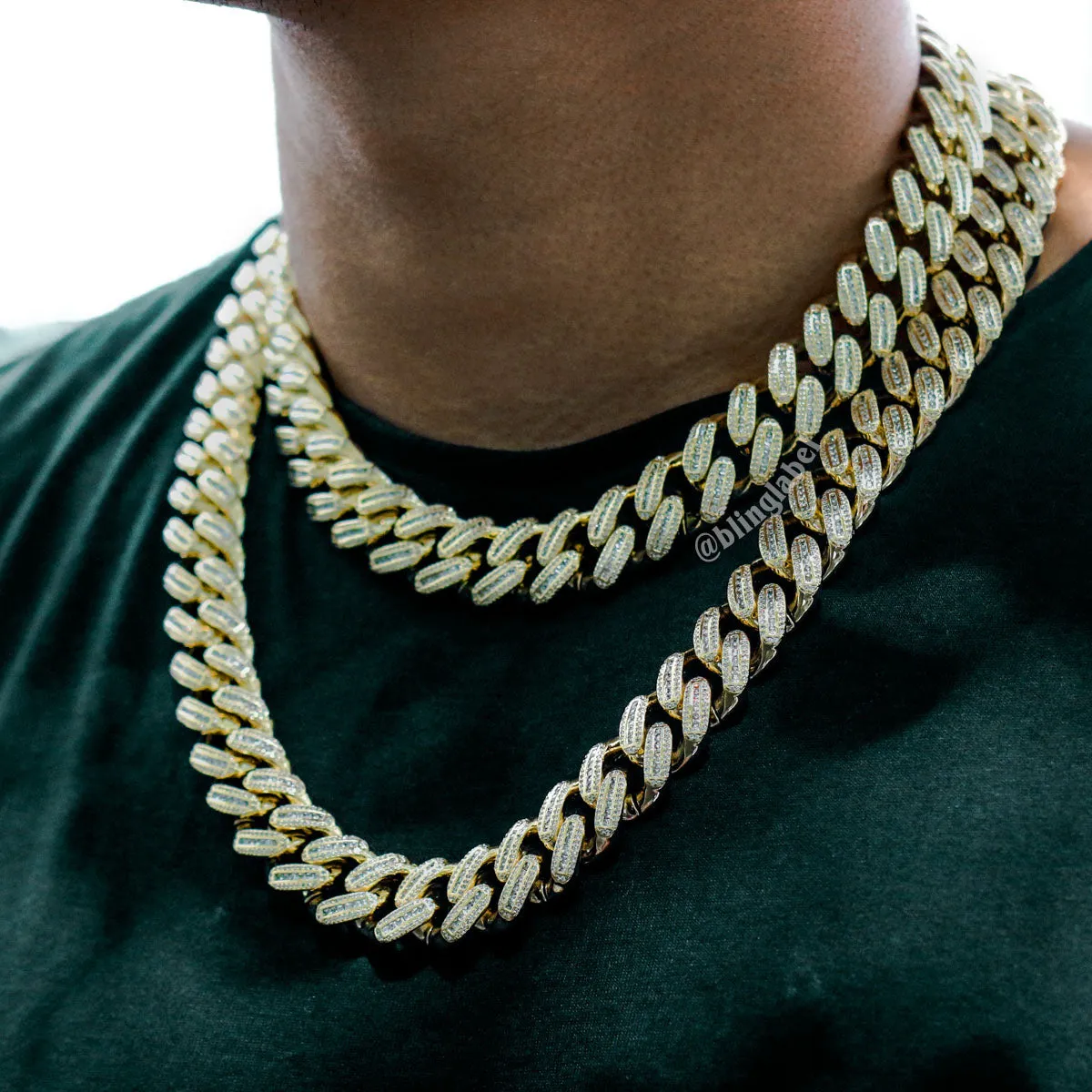 18mm Diamond Iced Cuban Link Chain in Gold