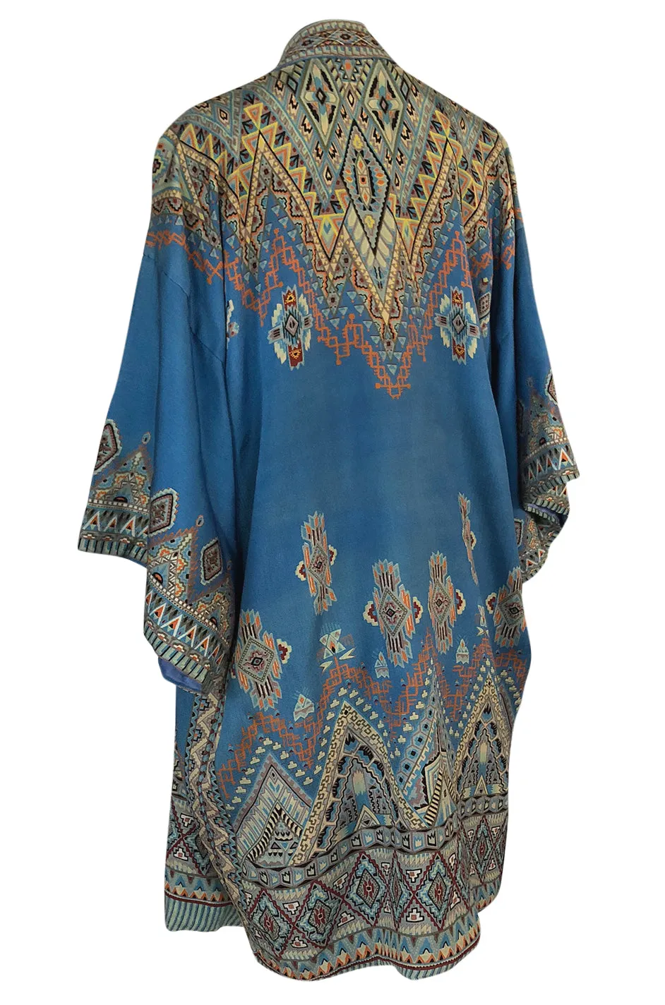 1920s Unusual Blue Printed Silk Japanese Tourist Kimono Jacket