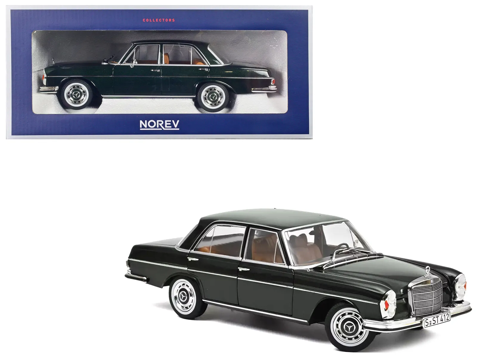 1968 Mercedes-Benz 280 SE Pine Green Metallic 1/18 Diecast Model Car by Norev