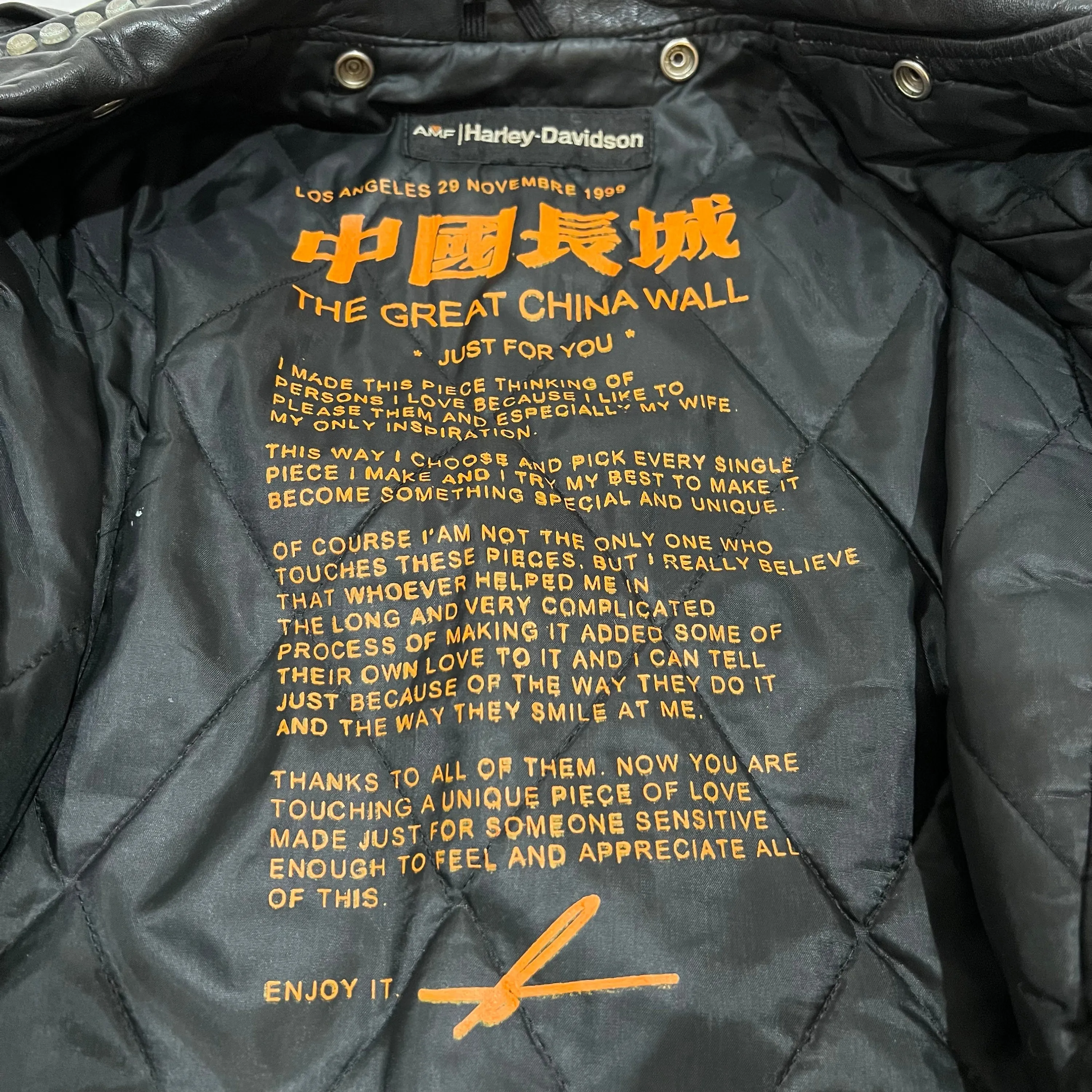 1999 Harley Davidson X The Great China Wall Moto Jacket