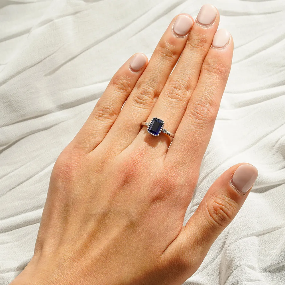 2 CT. Unique Design Three Stone Lab Grown Sapphire Gemstone Ring