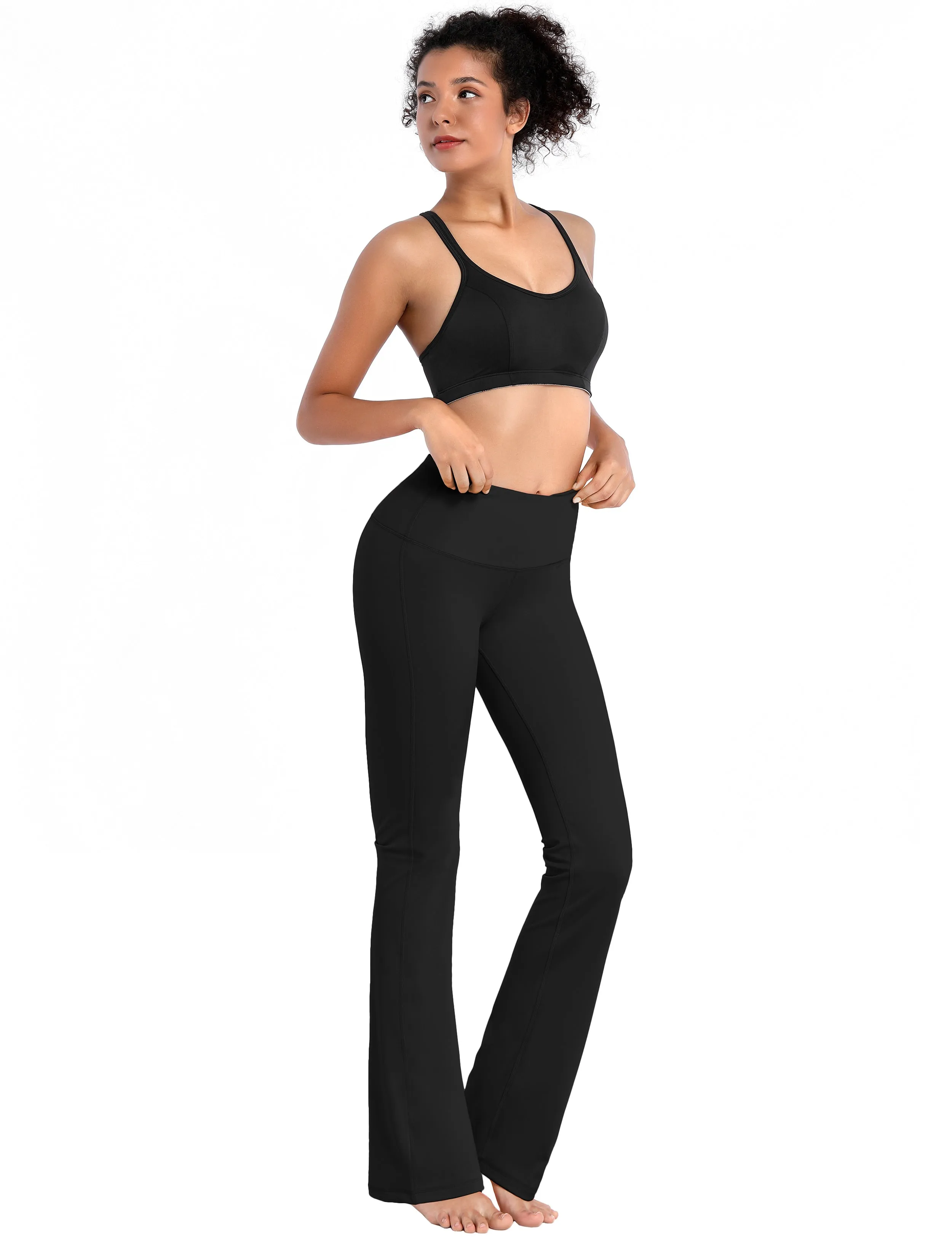 29" 31" 33" 35" 37" High Waist Bootcut Leggings Black