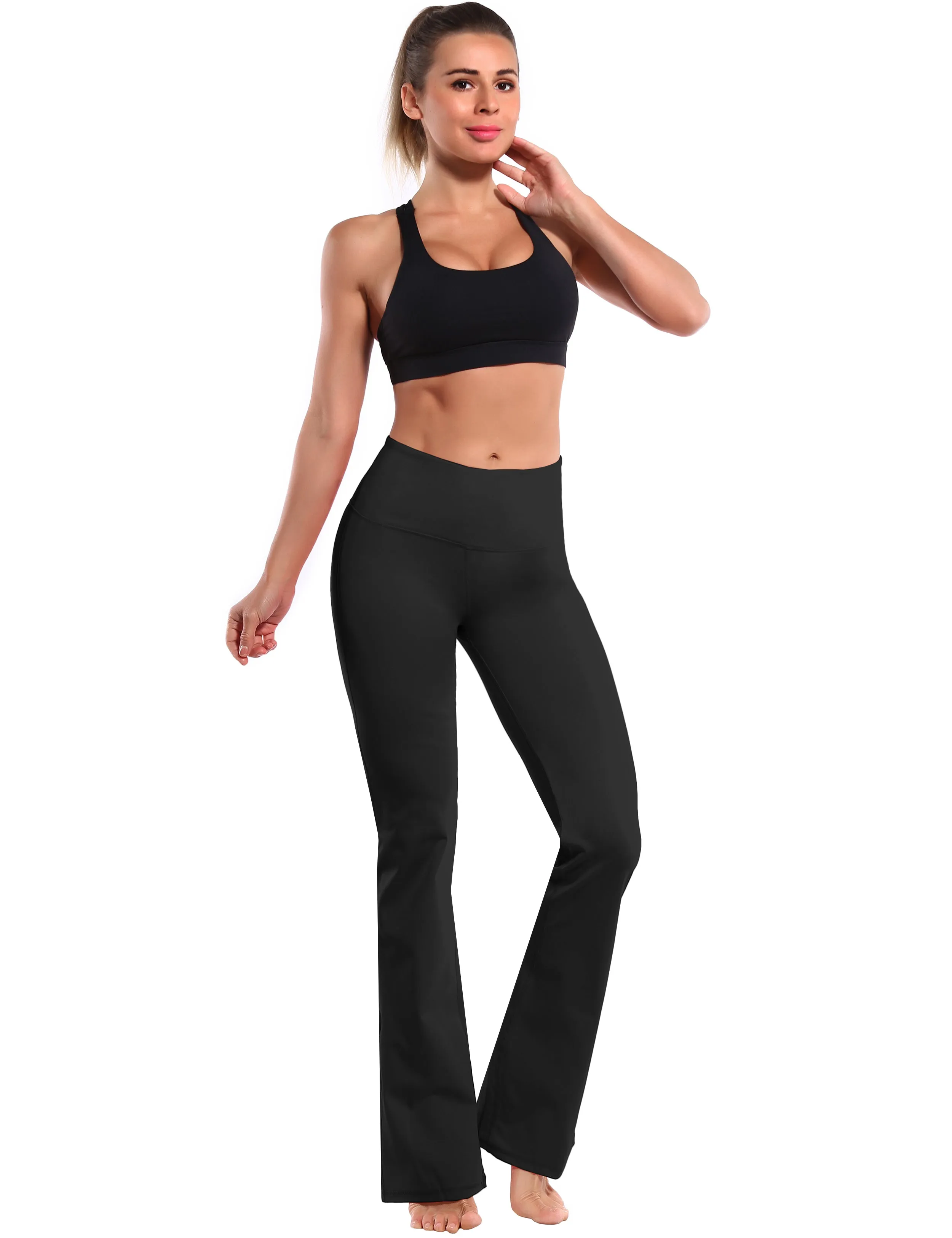 29" 31" 33" 35" 37" High Waist Bootcut Leggings Black