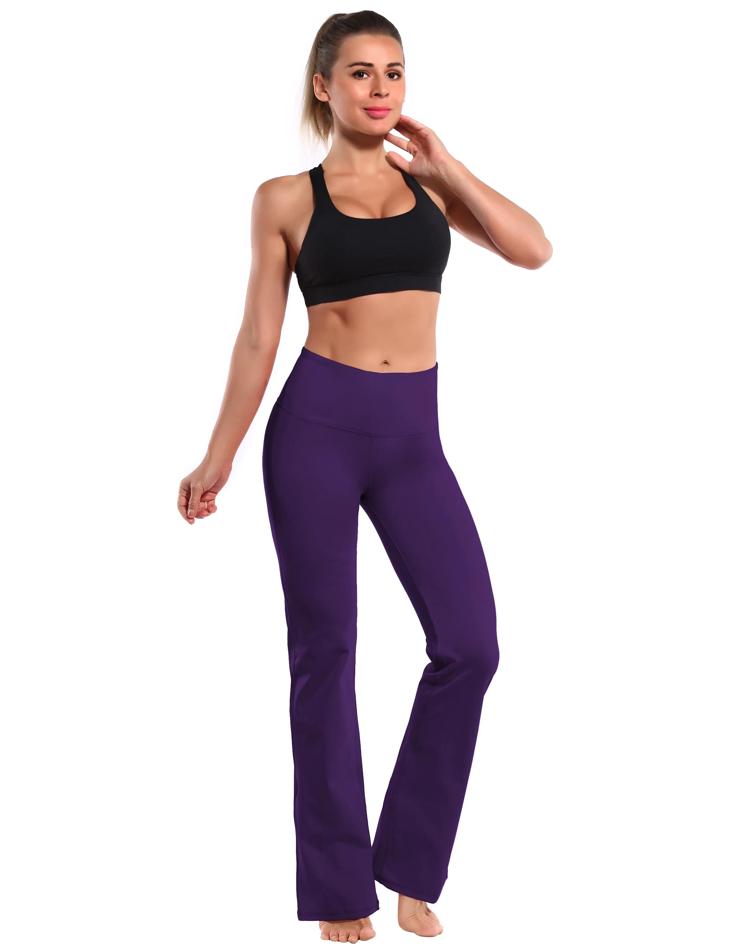 29" 31" 33" 35" 37" High Waist Bootcut Leggings Eggplantpurple ins