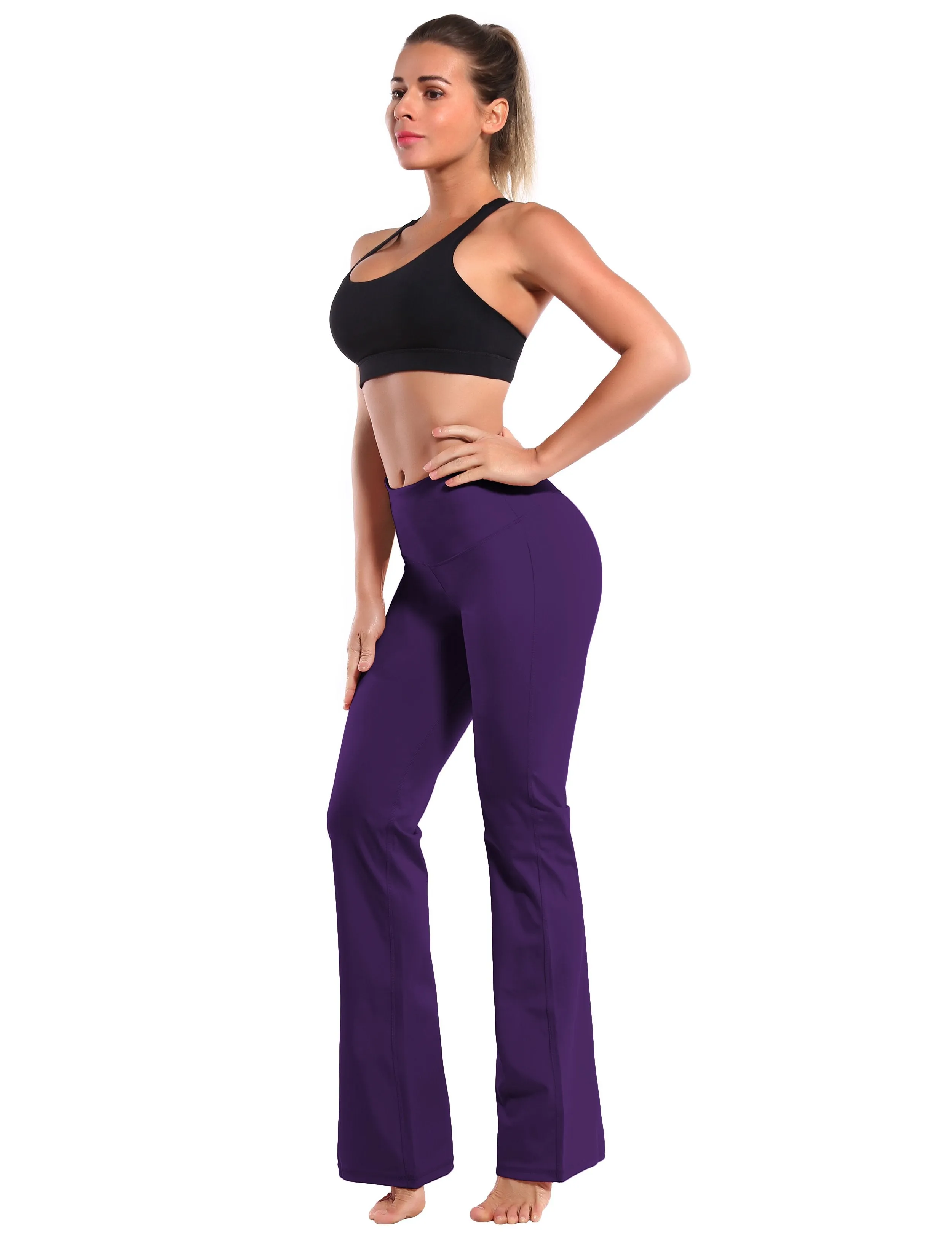 29" 31" 33" 35" 37" High Waist Bootcut Leggings Eggplantpurple ins