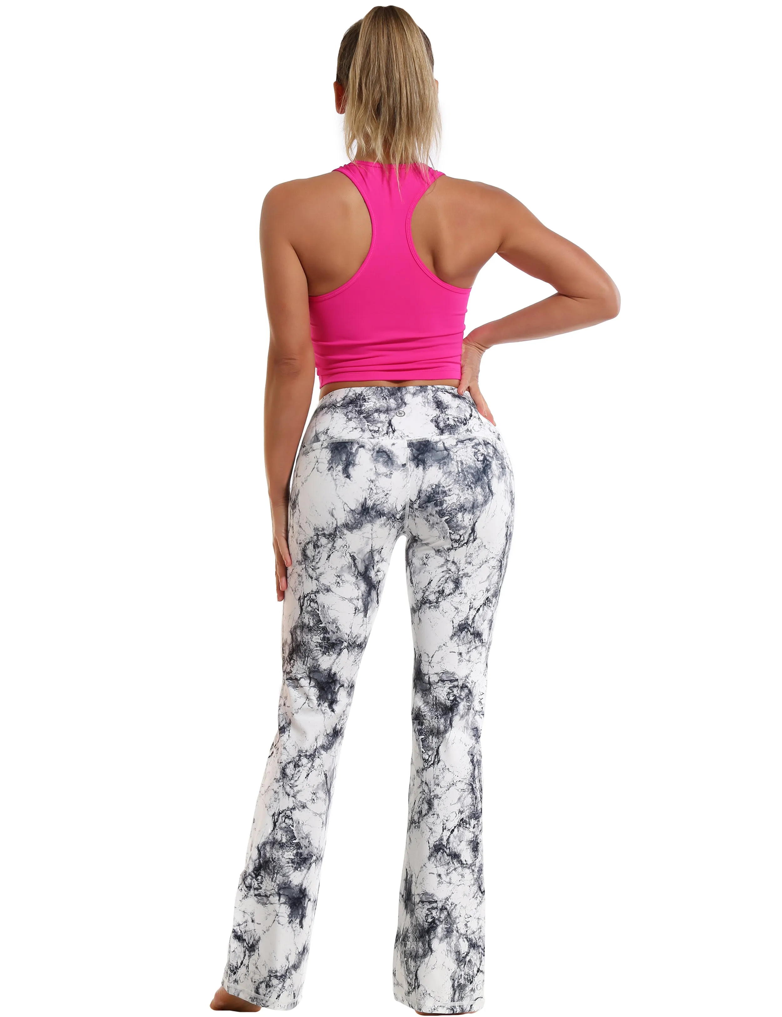 29" 31" 33" 35" 37" High Waist Printed Bootcut Leggings Arabescato