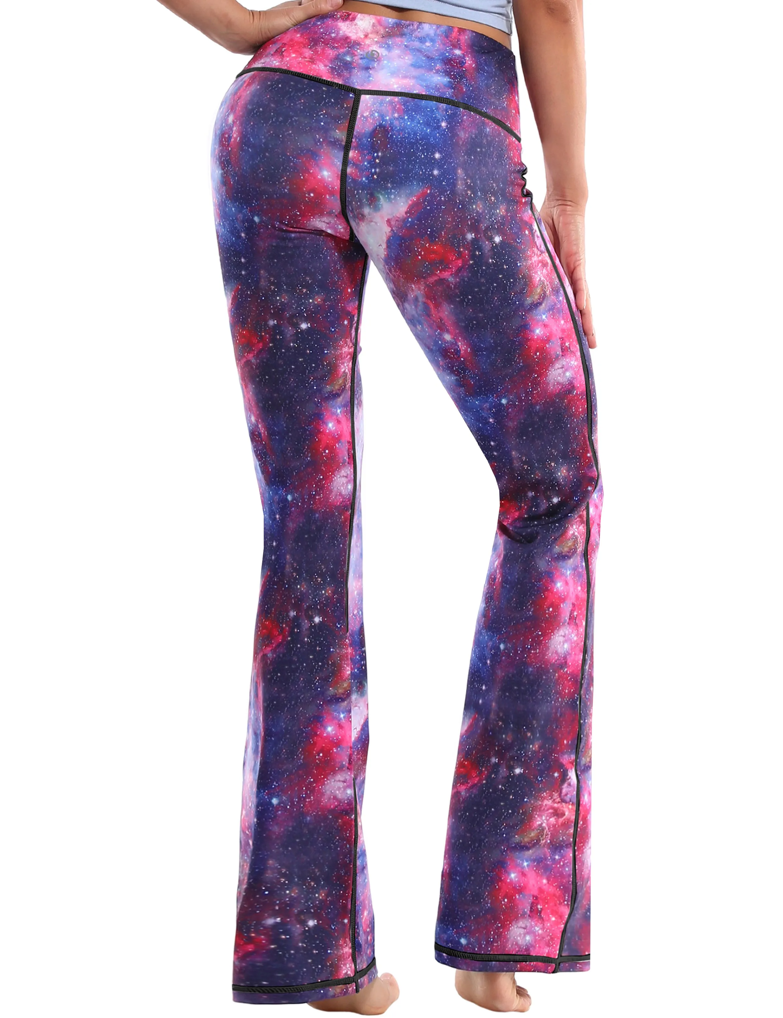 29" 31" 33" 35" 37" High Waist Printed Bootcut Leggings Galaxy