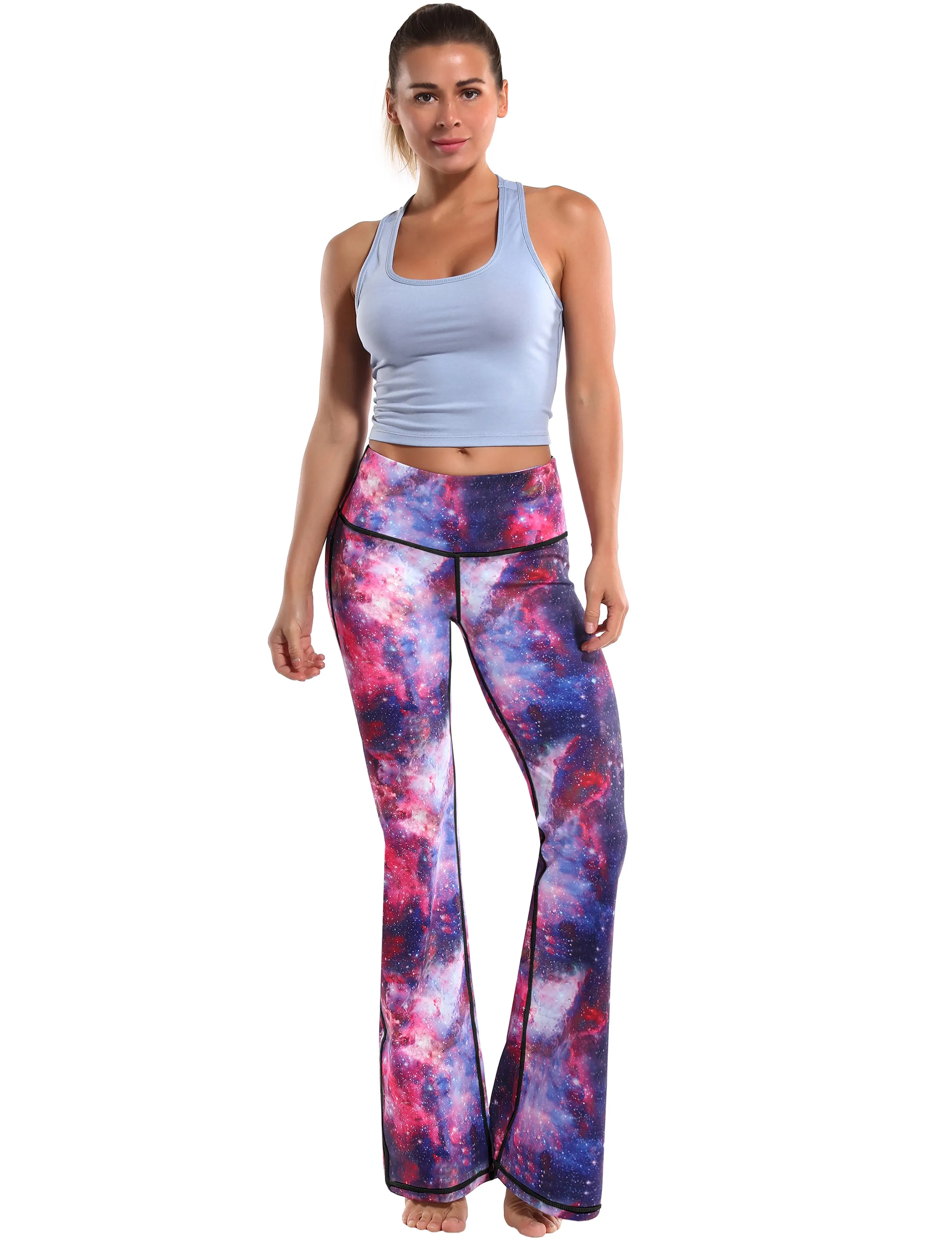 29" 31" 33" 35" 37" High Waist Printed Bootcut Leggings Galaxy