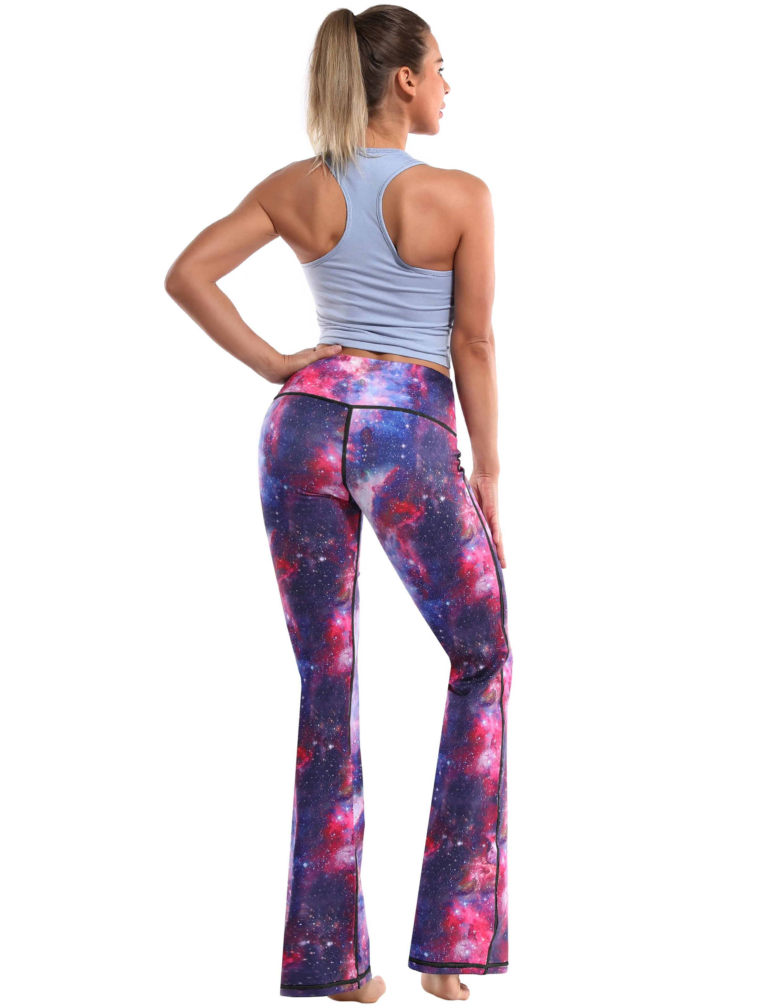 29" 31" 33" 35" 37" High Waist Printed Bootcut Leggings Galaxy