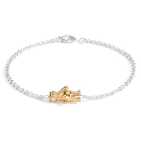 2mm Silver & Gold Bear Bracelet