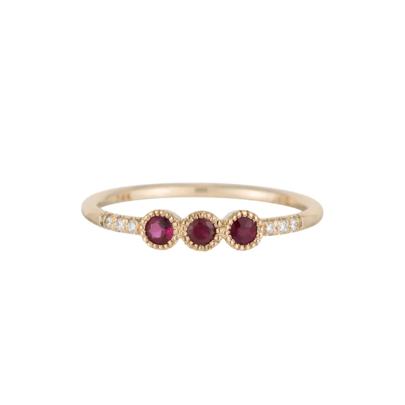 3 Bezel Ruby Equilibrium Ring