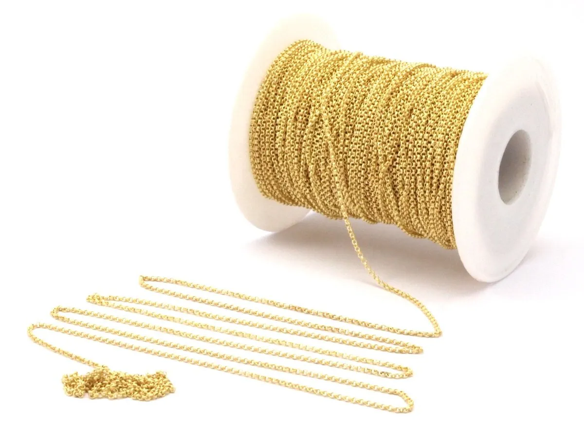 5 M. Soldered Raw Brass Rolo Chain ( 1.6 Mm ) R4684  ( Z069 )