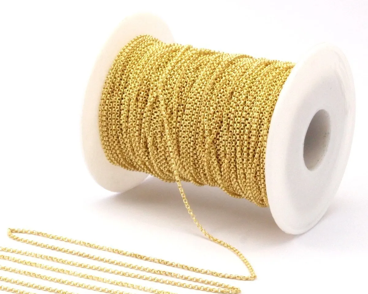 5 M. Soldered Raw Brass Rolo Chain ( 1.6 Mm ) R4684  ( Z069 )