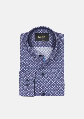 6th Sense Regular Fit Print Shirt, Indigo 11