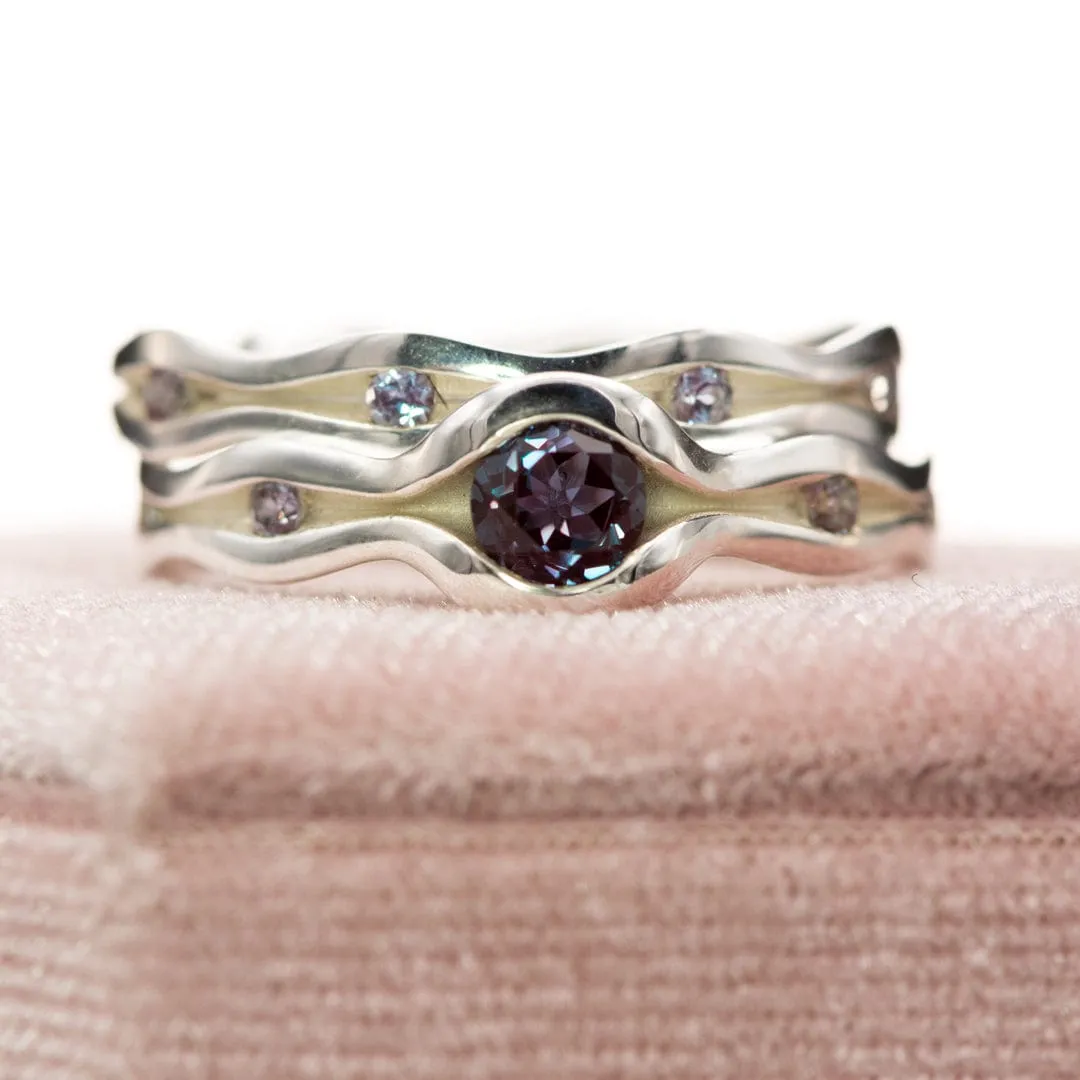 Accented Wave Alexandrite Engagement Ring