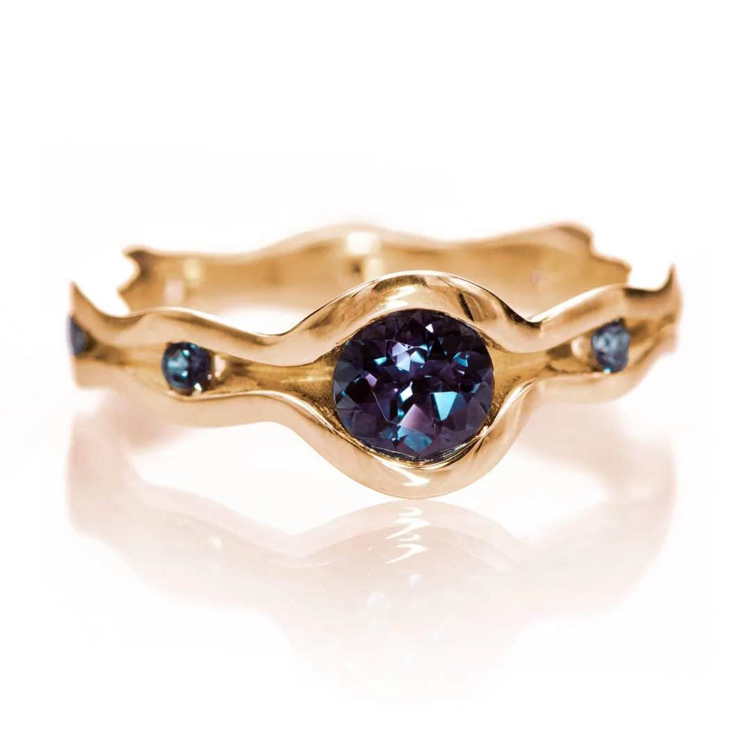 Accented Wave Alexandrite Engagement Ring