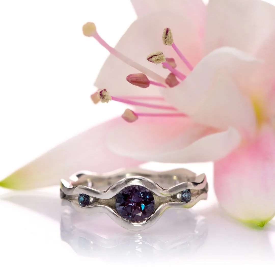 Accented Wave Alexandrite Engagement Ring