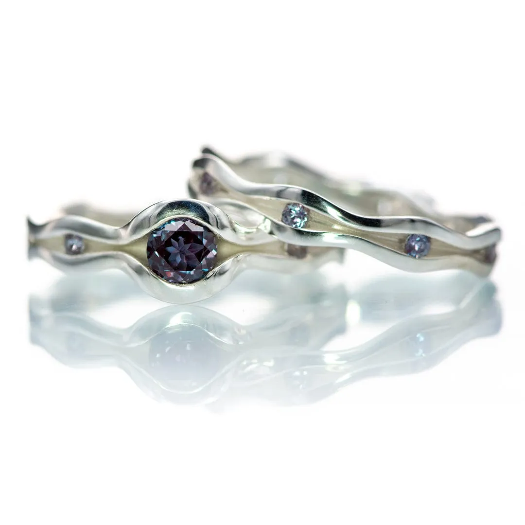 Accented Wave Alexandrite Engagement Ring