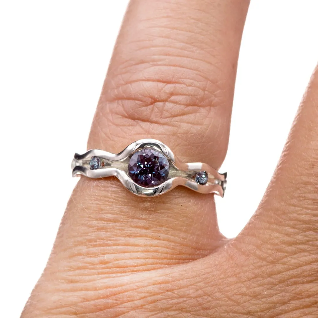 Accented Wave Alexandrite Engagement Ring