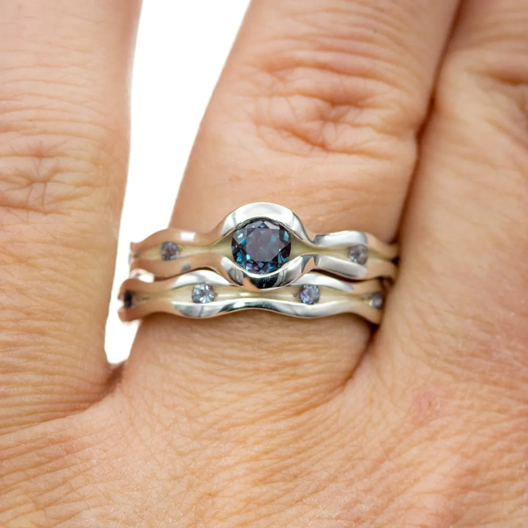 Accented Wave Alexandrite Engagement Ring