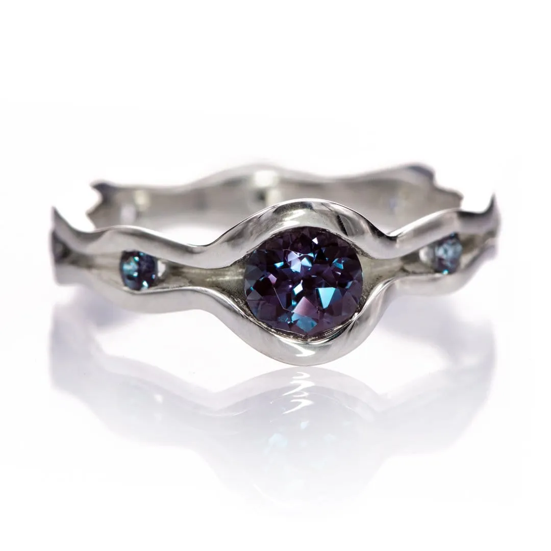 Accented Wave Alexandrite Engagement Ring