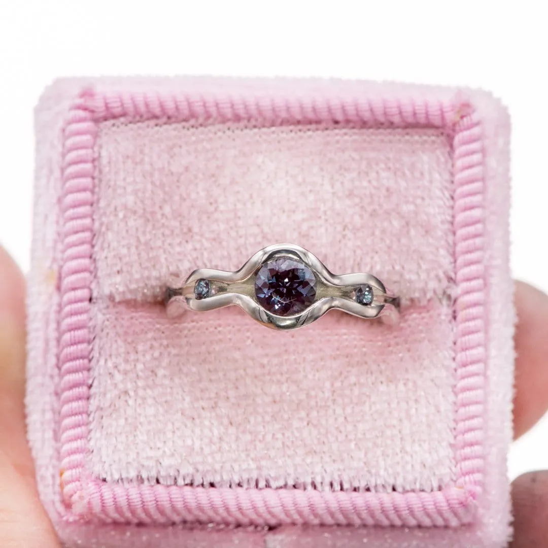 Accented Wave Alexandrite Engagement Ring