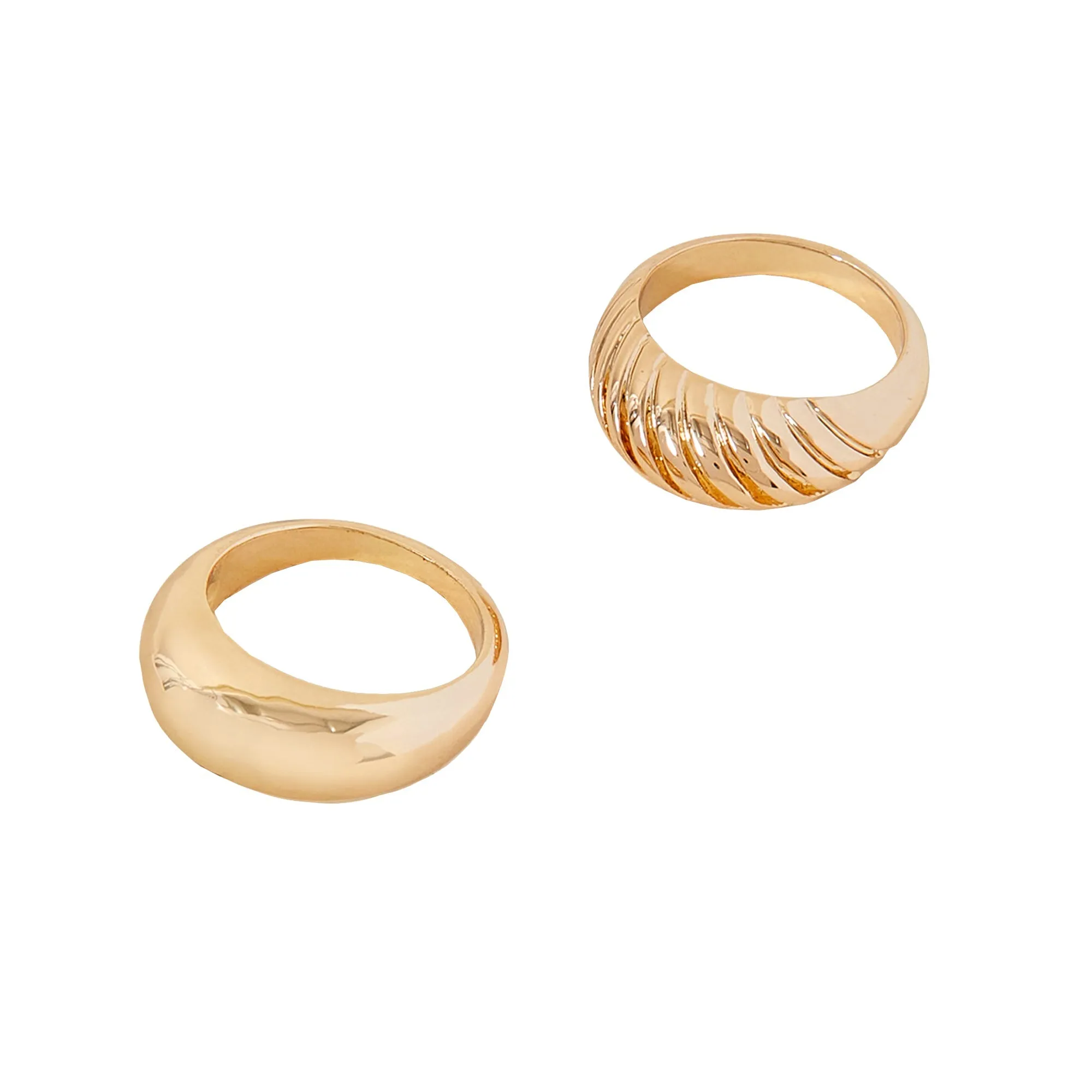 Accessorize London Women's  Gold Chunky Croissant Rings Set Of Two-Medium