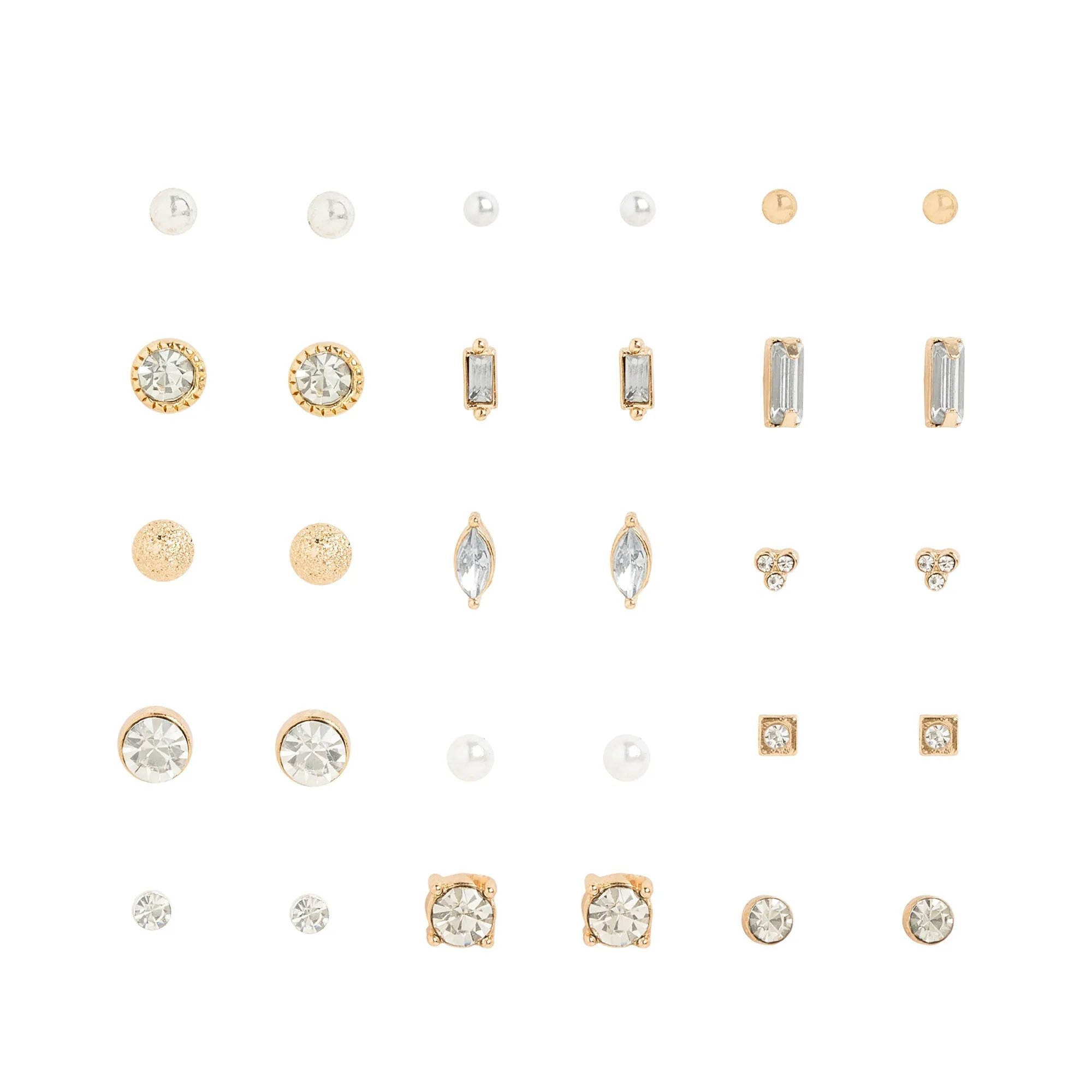 Accessorize London Women's Gold  Sparkle Stud Earrings Pack of Fifteen