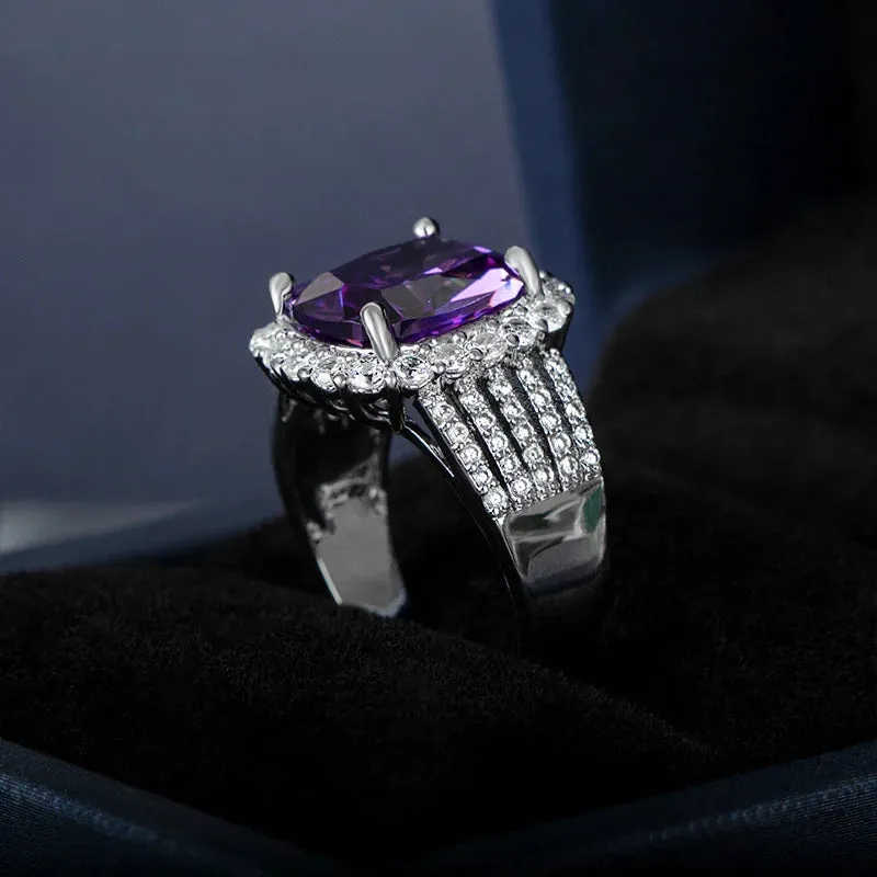 Amethyst Gemstone Silver Resizable Ring