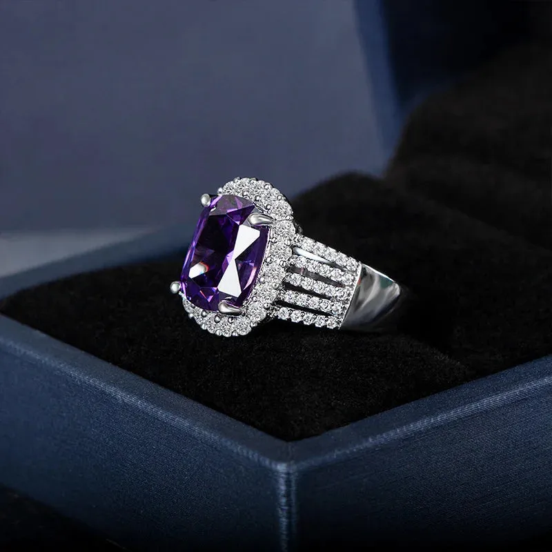 Amethyst Gemstone Silver Resizable Ring