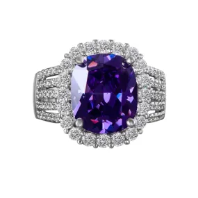 Amethyst Gemstone Silver Resizable Ring