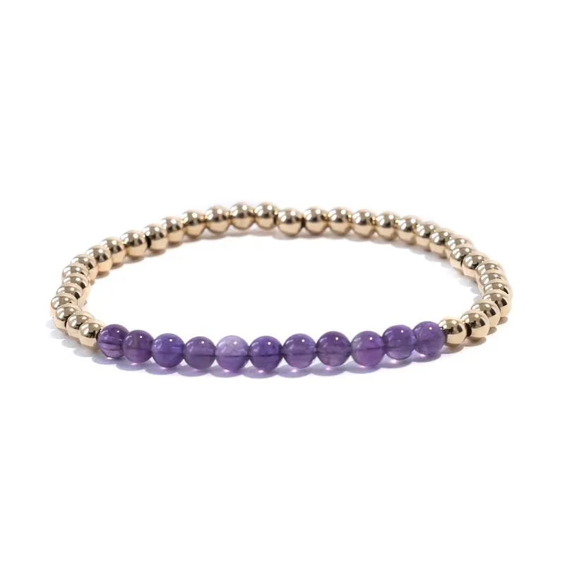 Amethyst Gold Beaded Gemstone Bracelet