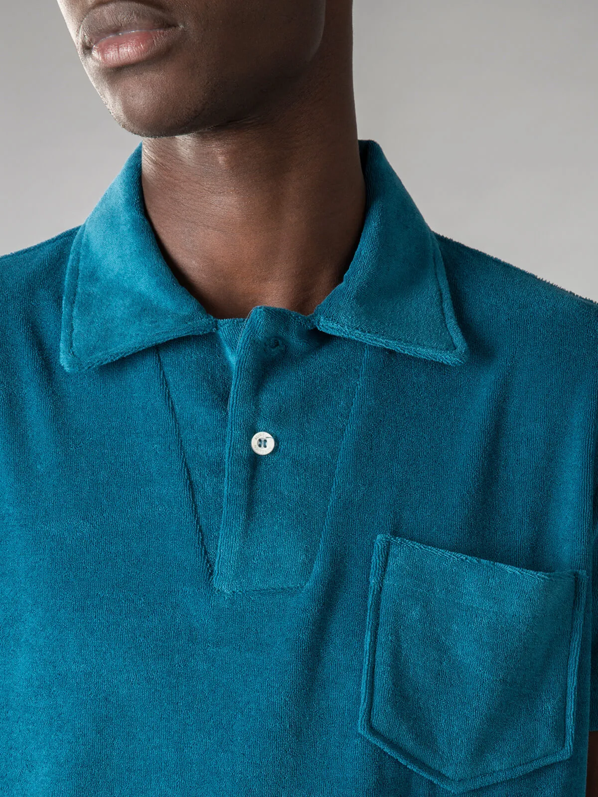 Aquamarine Terry Towelling Polo Shirt